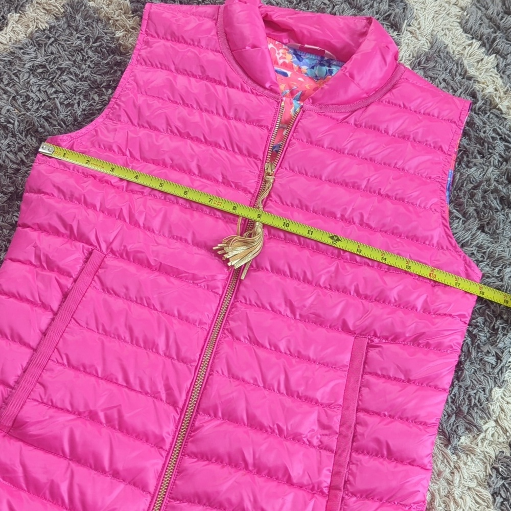 Lilly Pulitzer Hot Pink Quilted Ruffle Hem Vest - Picture 7 of 7